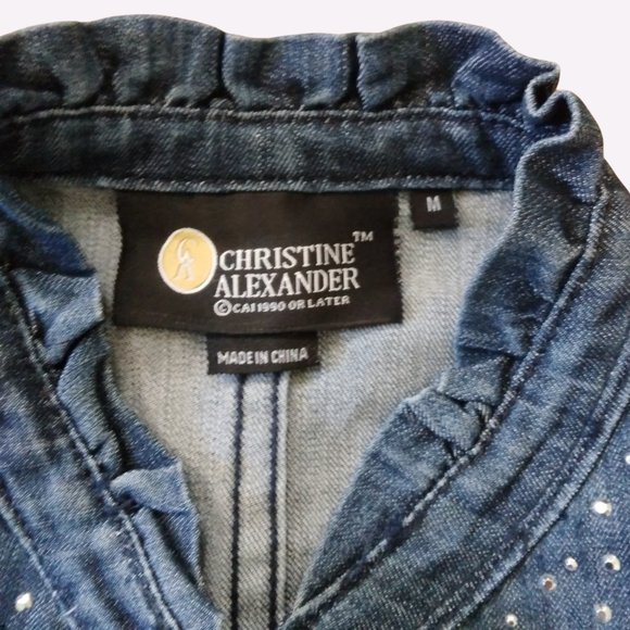 Rhinestone Denim Jacket, Juniors Size M - Picture 6 of 7